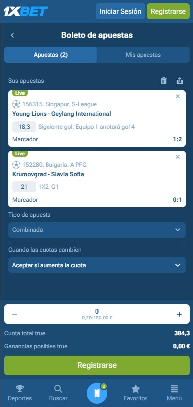 Boleto apuestas 1xbet