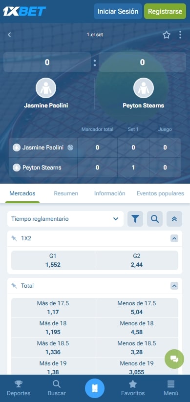 Cuotas de apuestas 1xbet