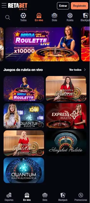 Interfaz técnica de las mesas de ruleta en vivo en Retabet, mostrando estadísticas y múltiples cámaras.