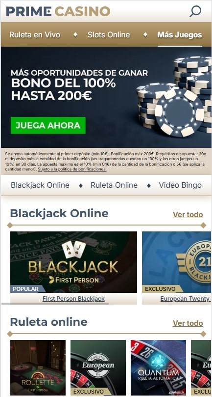 Prime Casino juegos de casino