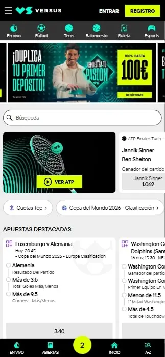 Interfaz del Centro de Ayuda de Versus