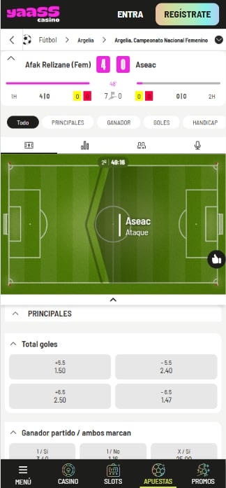 Streaming en directo en Yaass Casino