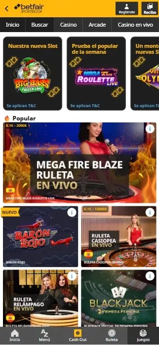casino en vivo de betfair