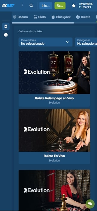 casino en vivo de 1xbet