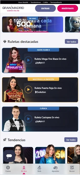 ruleta en vivo en casino gran madrid