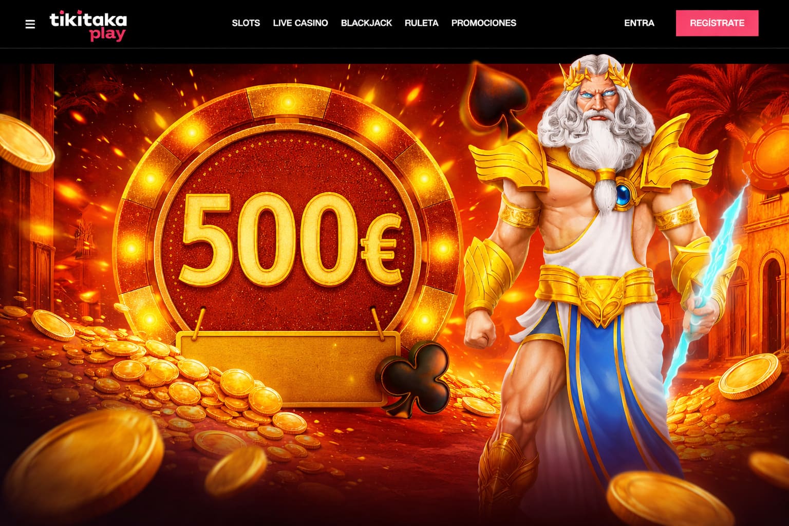 Bono bienvenida Tikitaka Play: 30€ sin depósito + hasta 500€