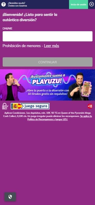 registro inmediato en playuzu casino españa