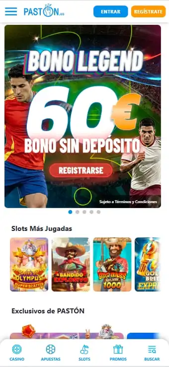 60€ de bienvenida por registro en paston