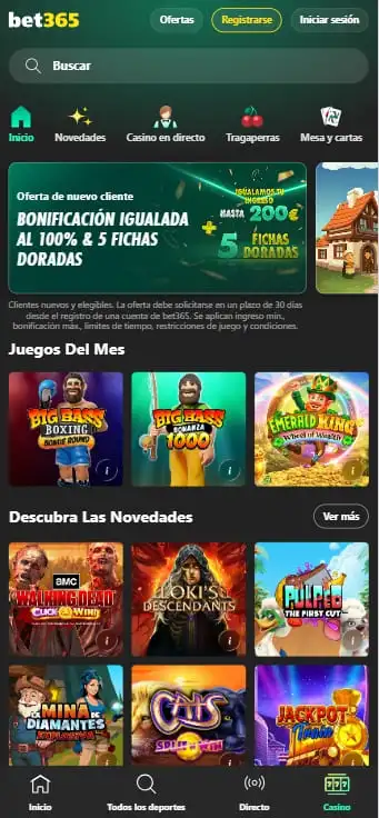 sección de casino online de bet365