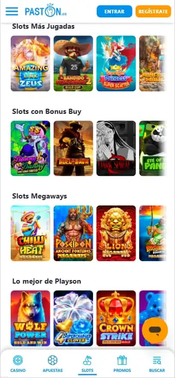 slots populares en paston