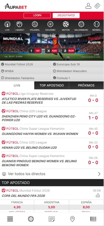 bono de bienvenida de aupabet hasta 100€