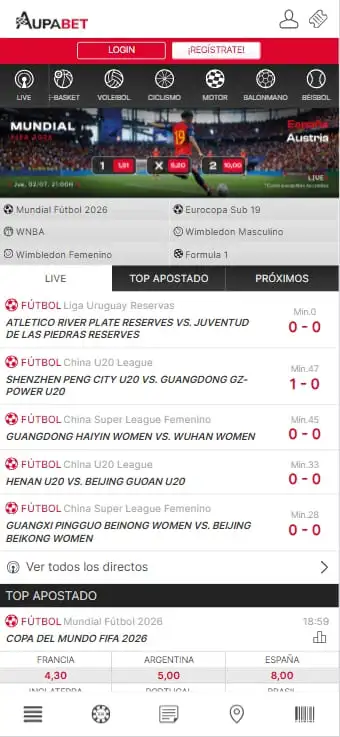 bono de bienvenida de aupabet hasta 100€