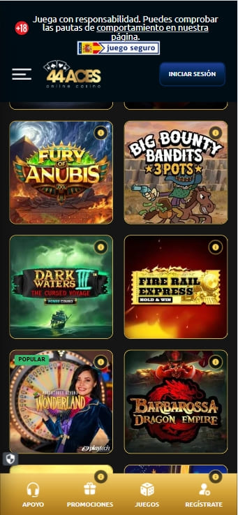 Casino en vivo de 44Aces con mesas de ruleta, blackjack y game shows
