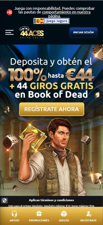 Bono de bienvenida de 44Aces Casino: 100% hasta 44€ y 44 giros gratis
