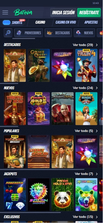 catálogo de slots de Betinia España