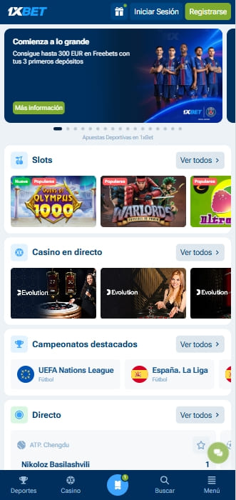 oferta de apuestas en directo de 1xbet españa