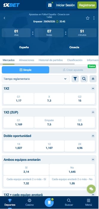 catálogo de mercados de apuestas en 1xbet
