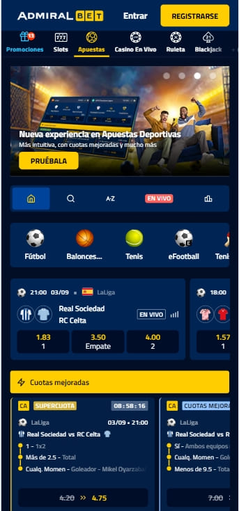 nueva web de apuestas de admiralbet