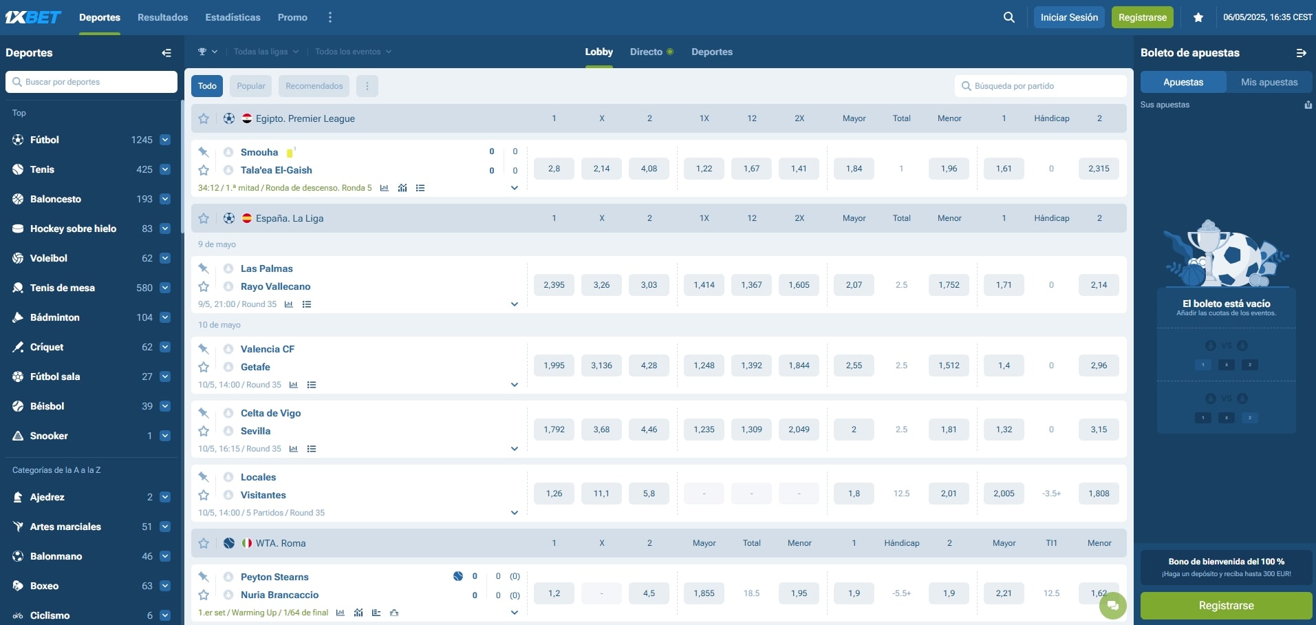 Deportes en 1xbet