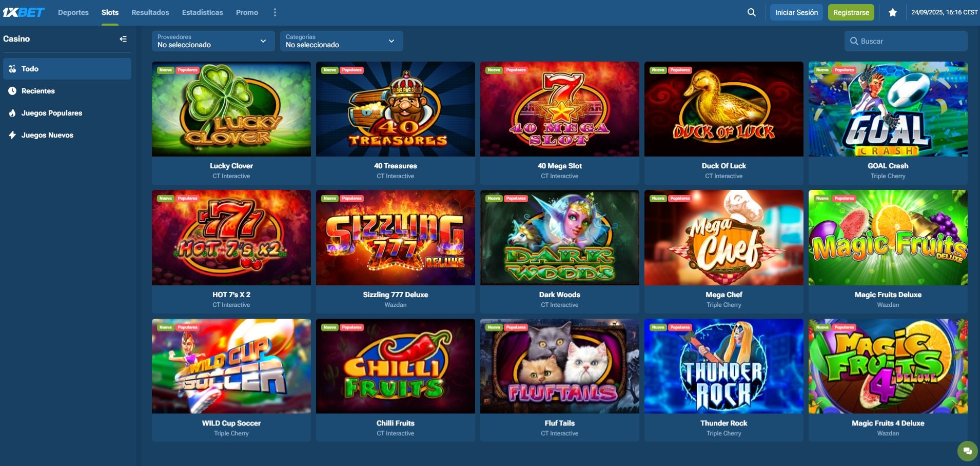 Nueva sección de casino online de 1xbet
