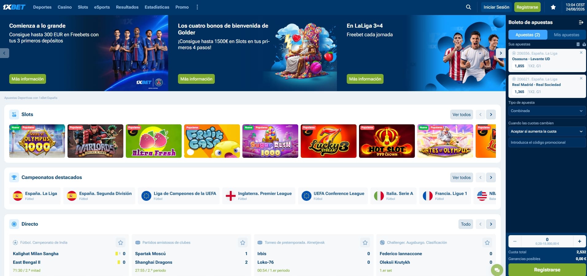 las mejores cuotas de apuestas en la casa de apuestas nueva en españa 1xbet
