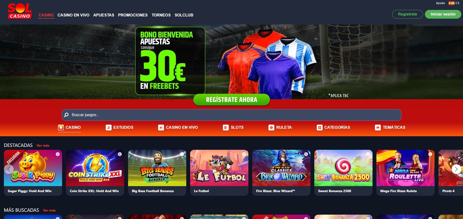 hasta 30€ de bienvenida en solcasino apuestas
