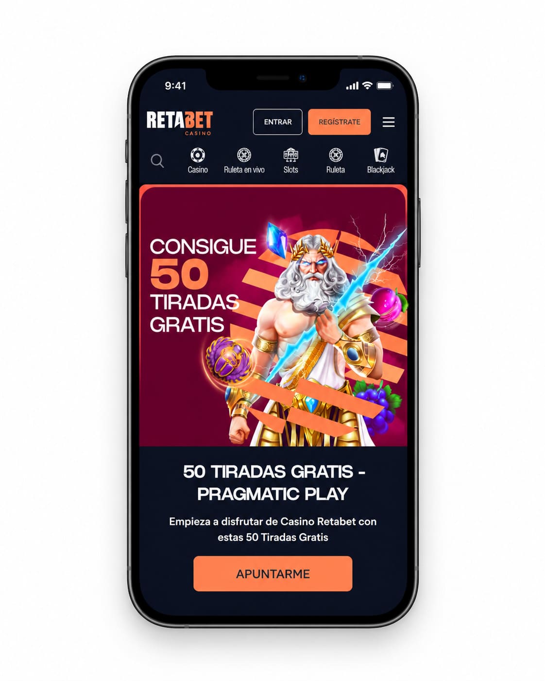 50 tiradas gratis por primer depósito en retabet casino