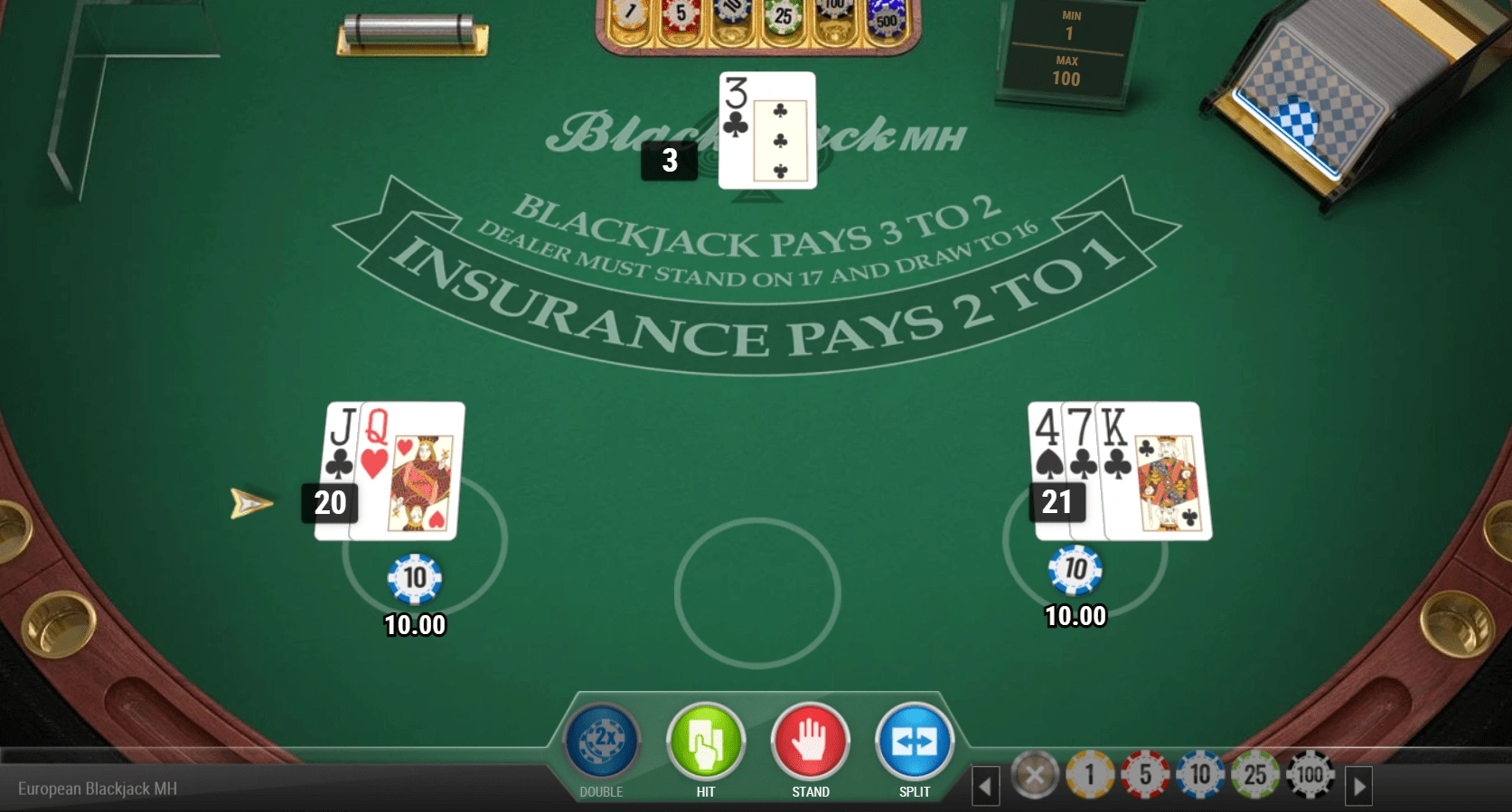 Blackjack europeo demo