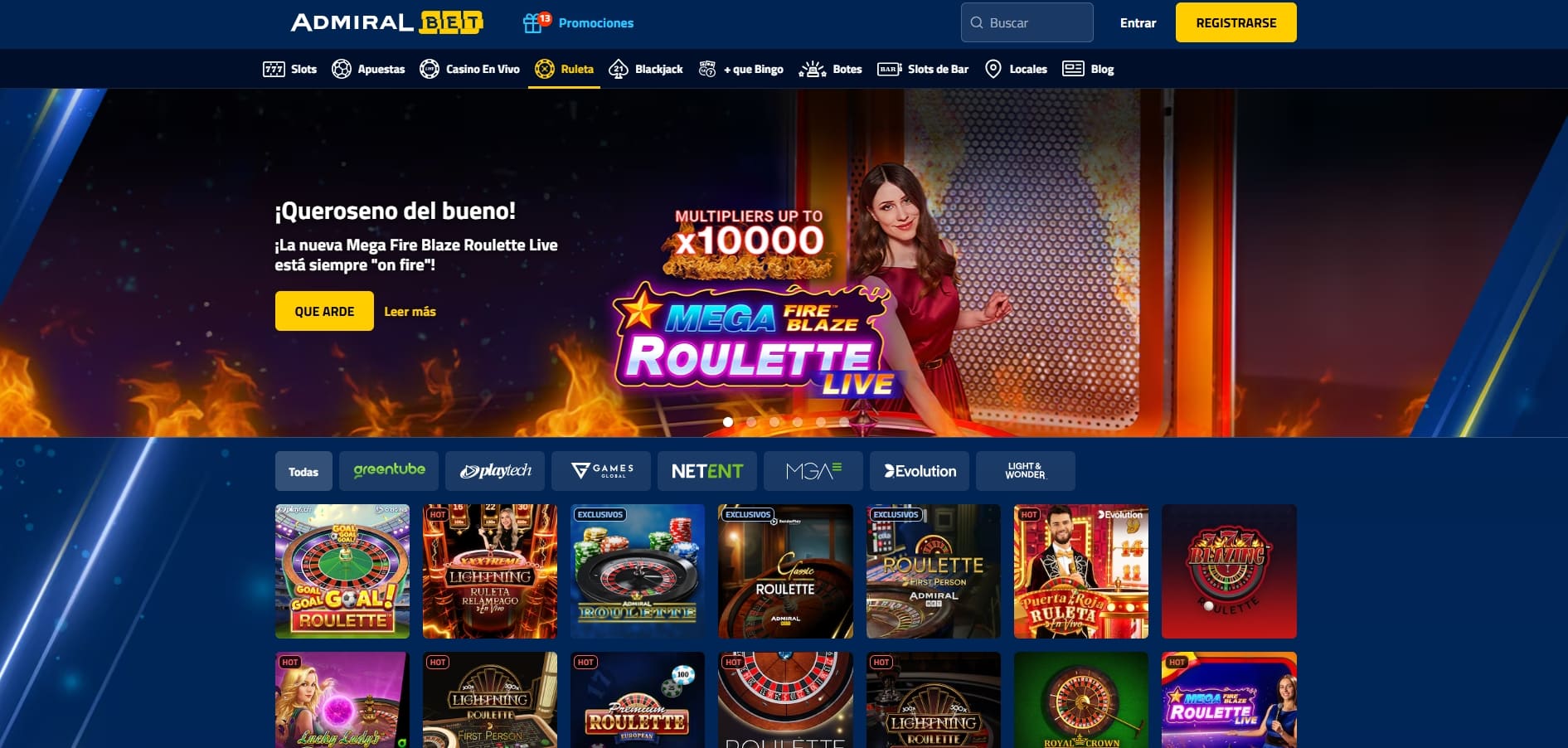 Juegos y proveedores del casino AdmiralBet