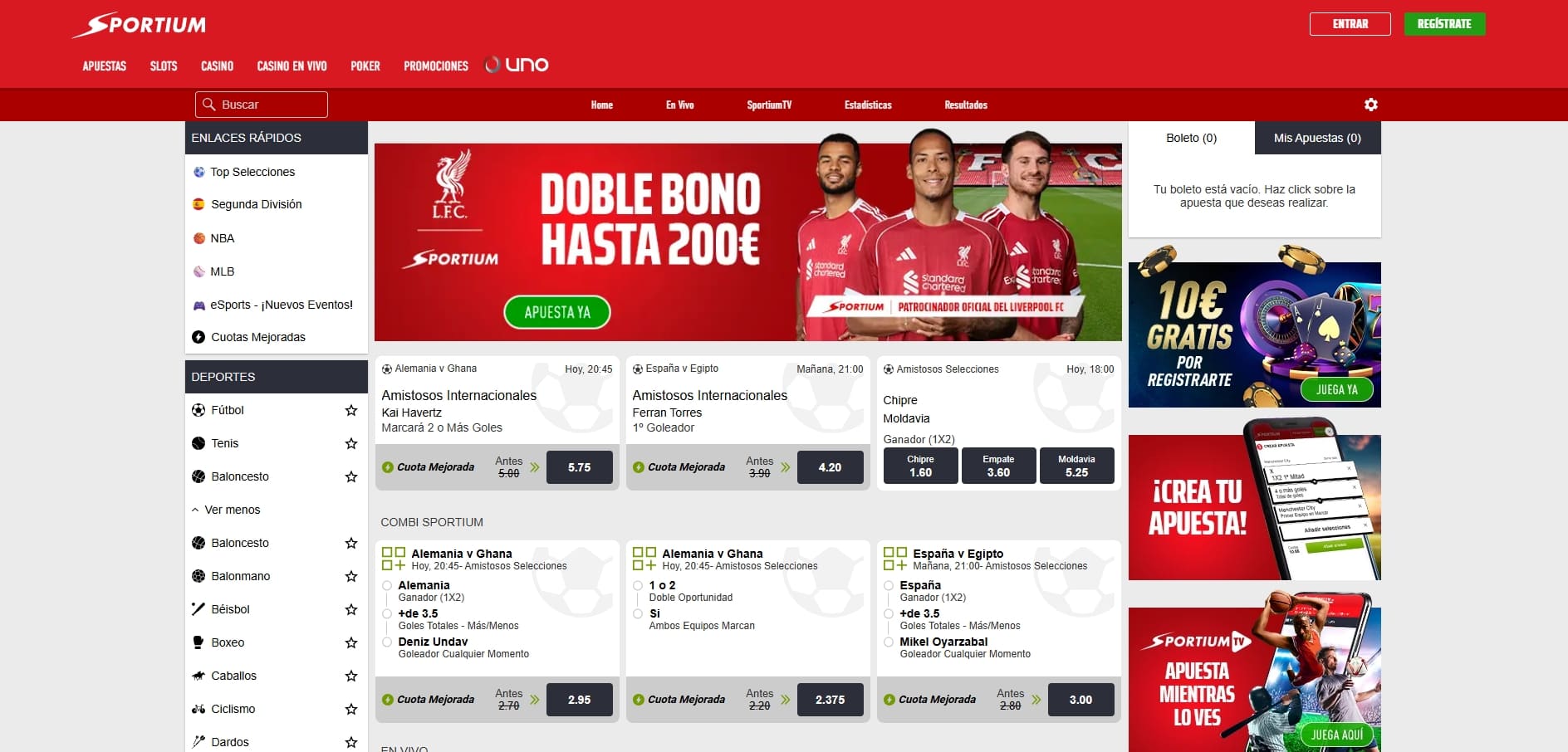 cuotas de apuestas para jugar el bono de sportium