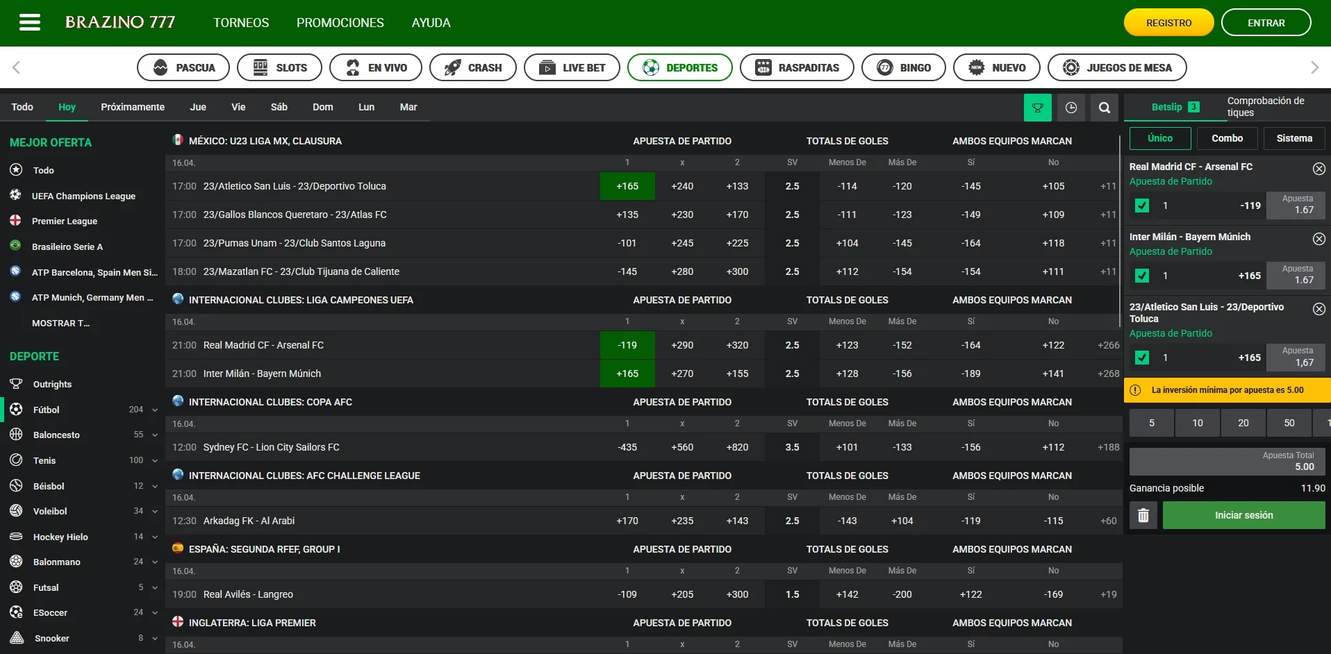 Apuestas deportivas Brazino777 MX