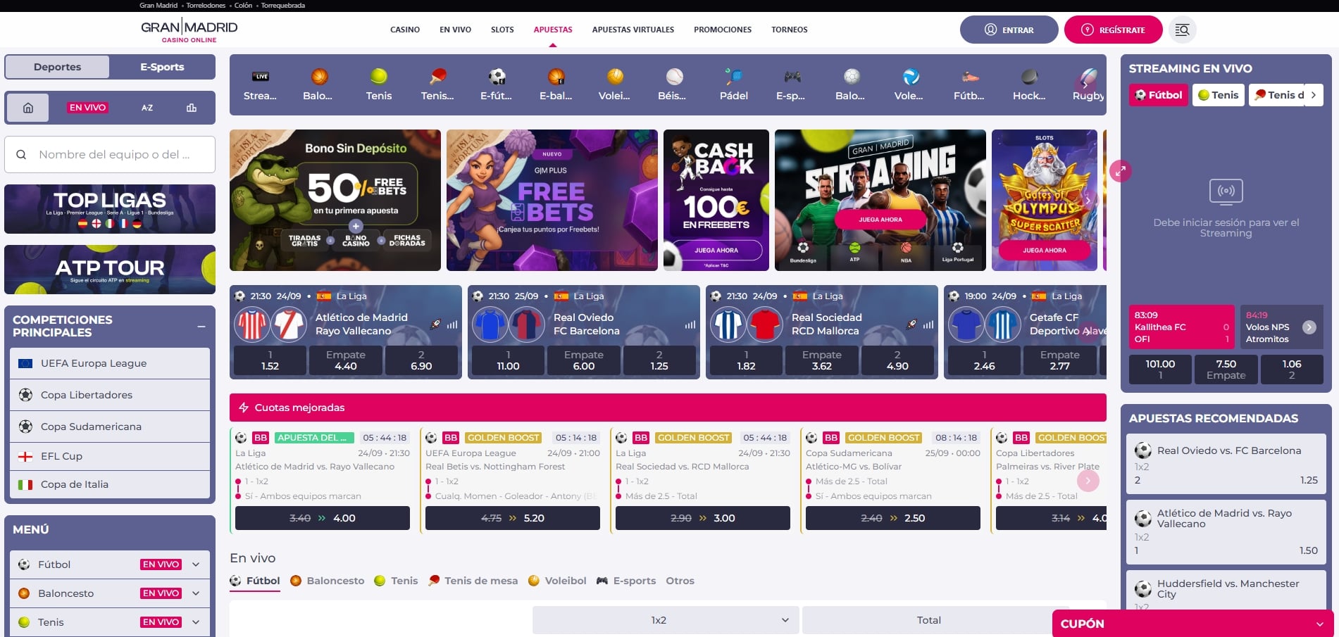 Apuestas deportivas en Casino Gran Madrid