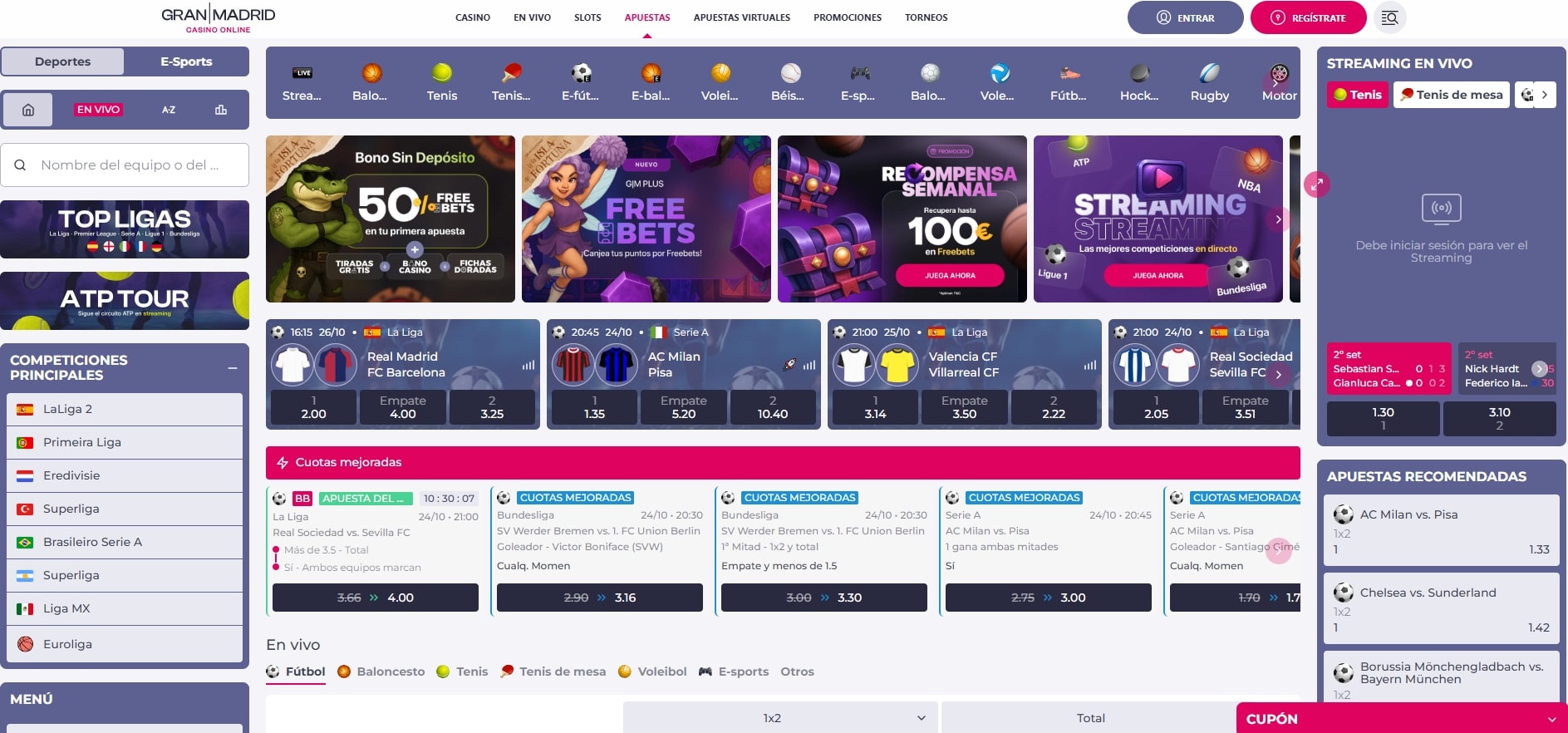 Apuestas deportivas en Casino Gran Madrid