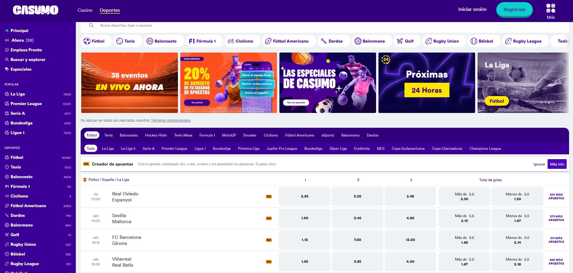 Apuestas deportivas en Casumo España