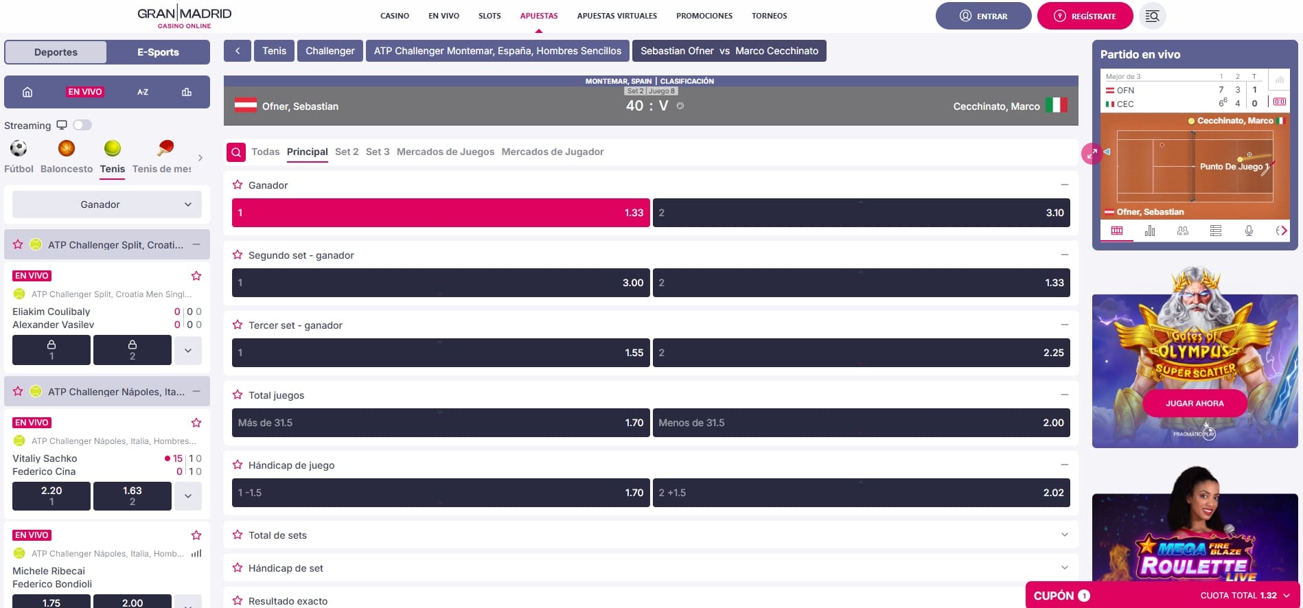 apuestas en directo en casino gran madrid