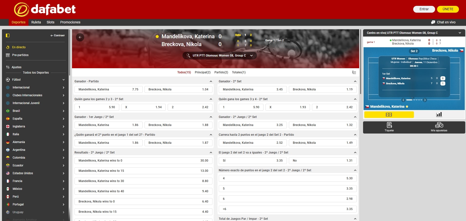 Apuestas en vivo en Dafabet España