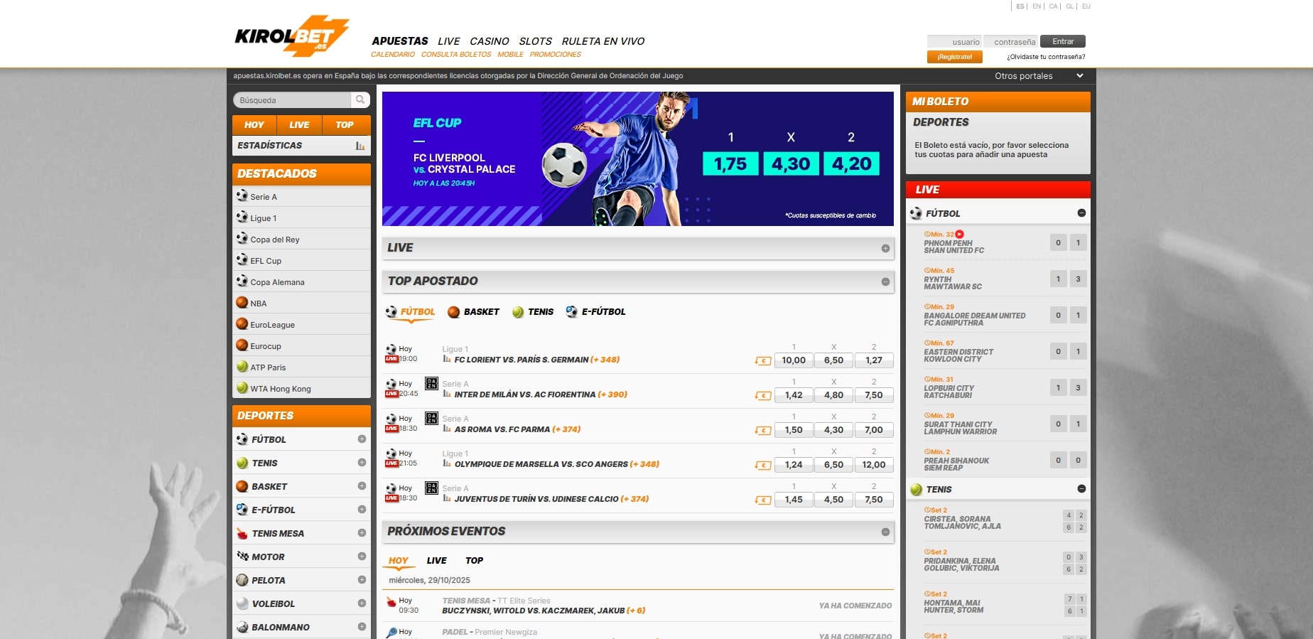 Apuestas deportivas en Kirolbet