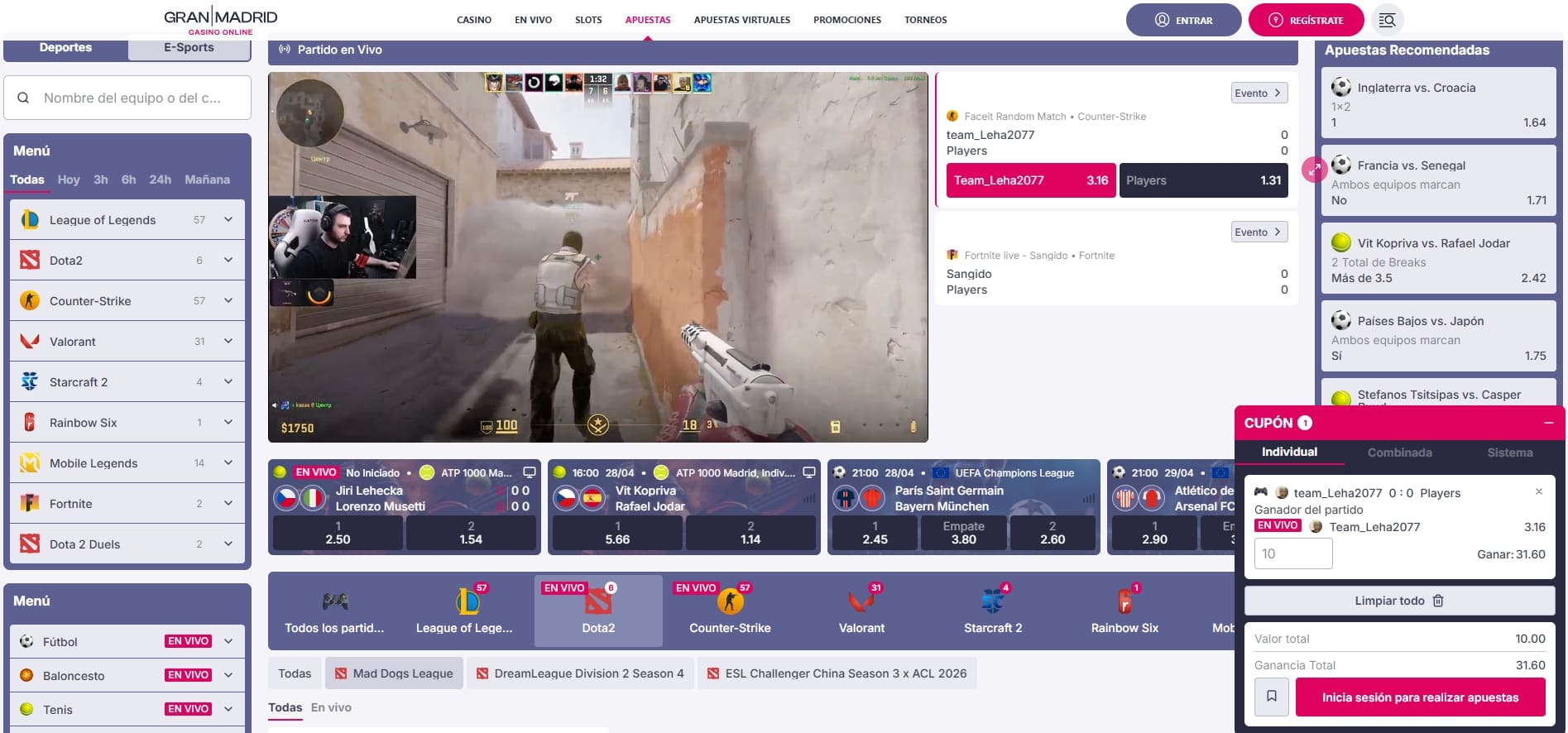 casas de apuestas con eSports en España