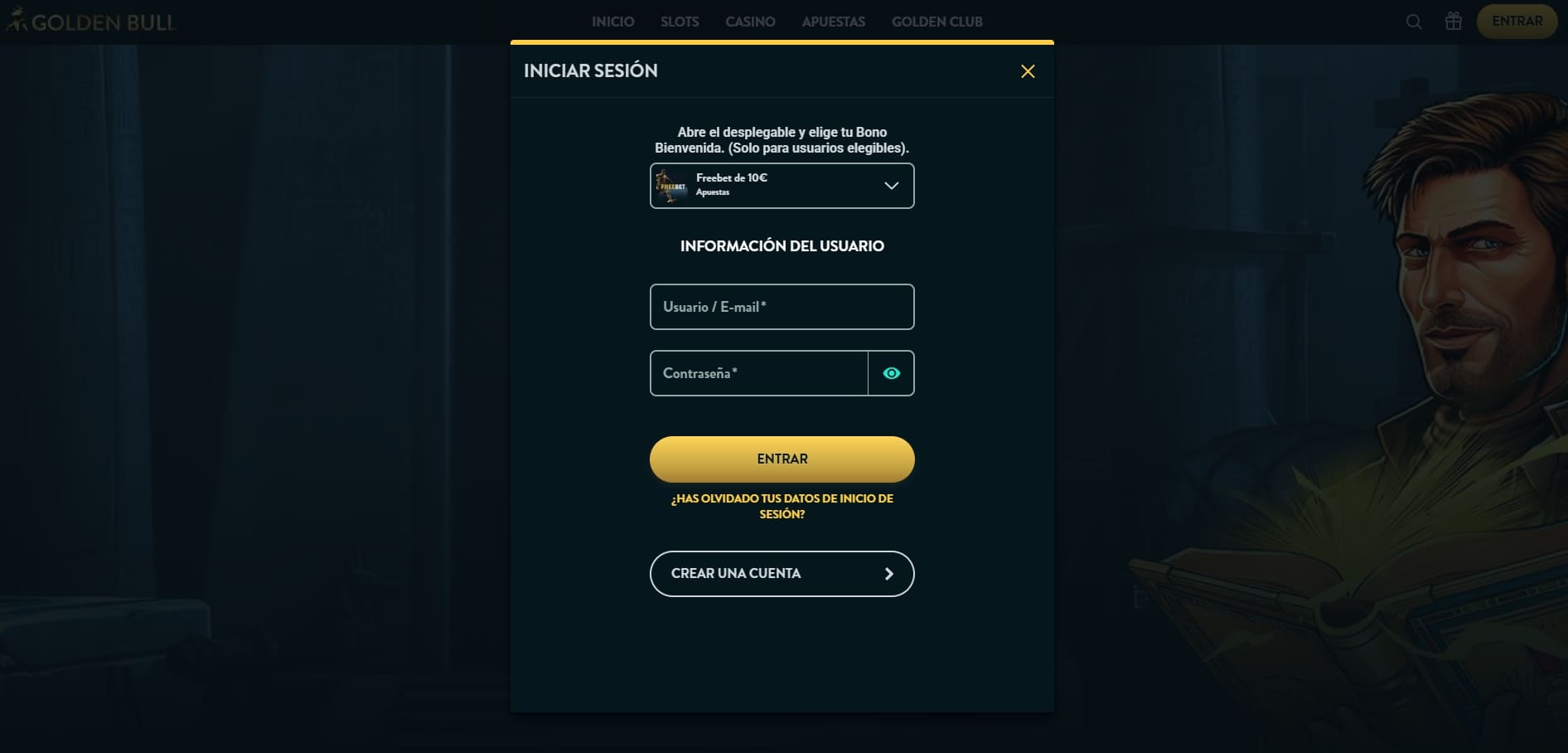 bono bienvenida apuestas golden bull