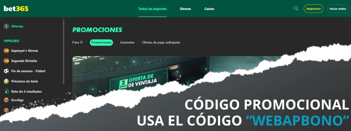 Código promocional bet365 apuestas