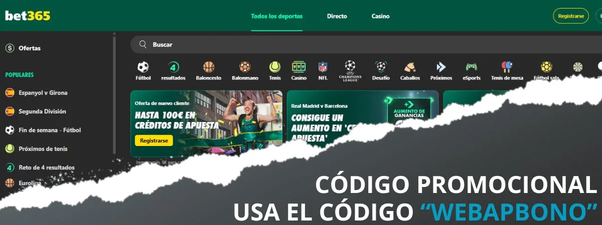 Código promocional bet365 apuestas