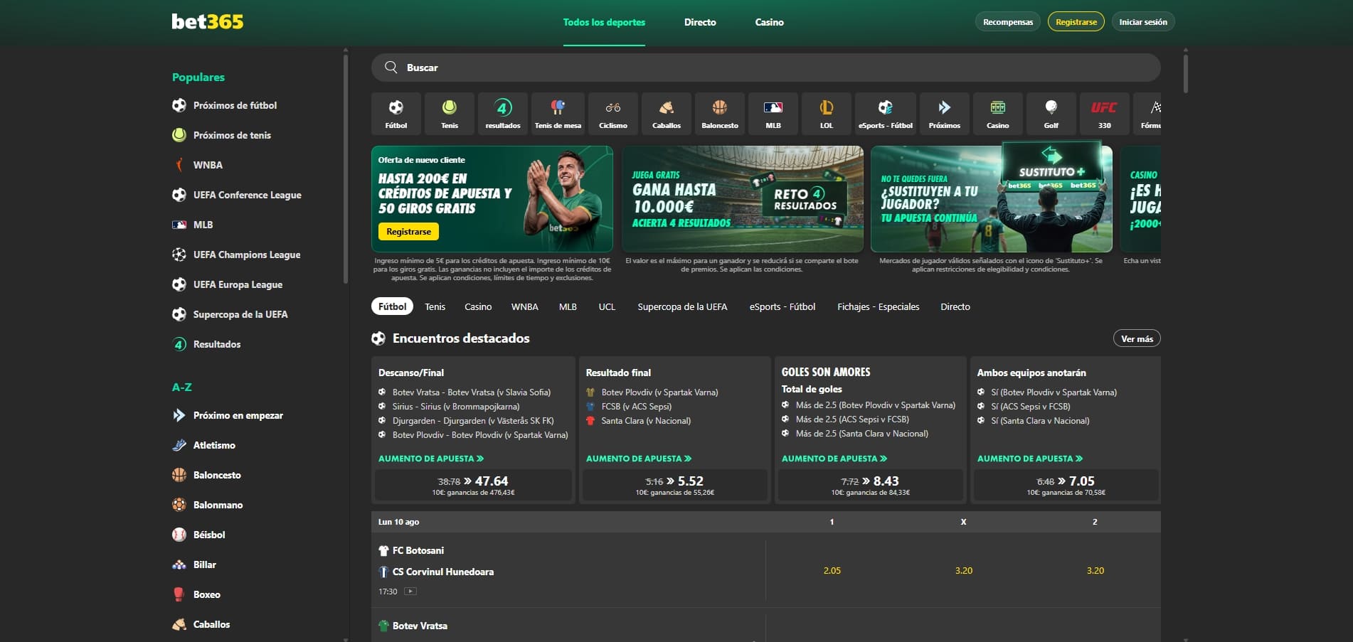 200€ en freebets y 50 giros gratis de bienvenida en bet365 españa