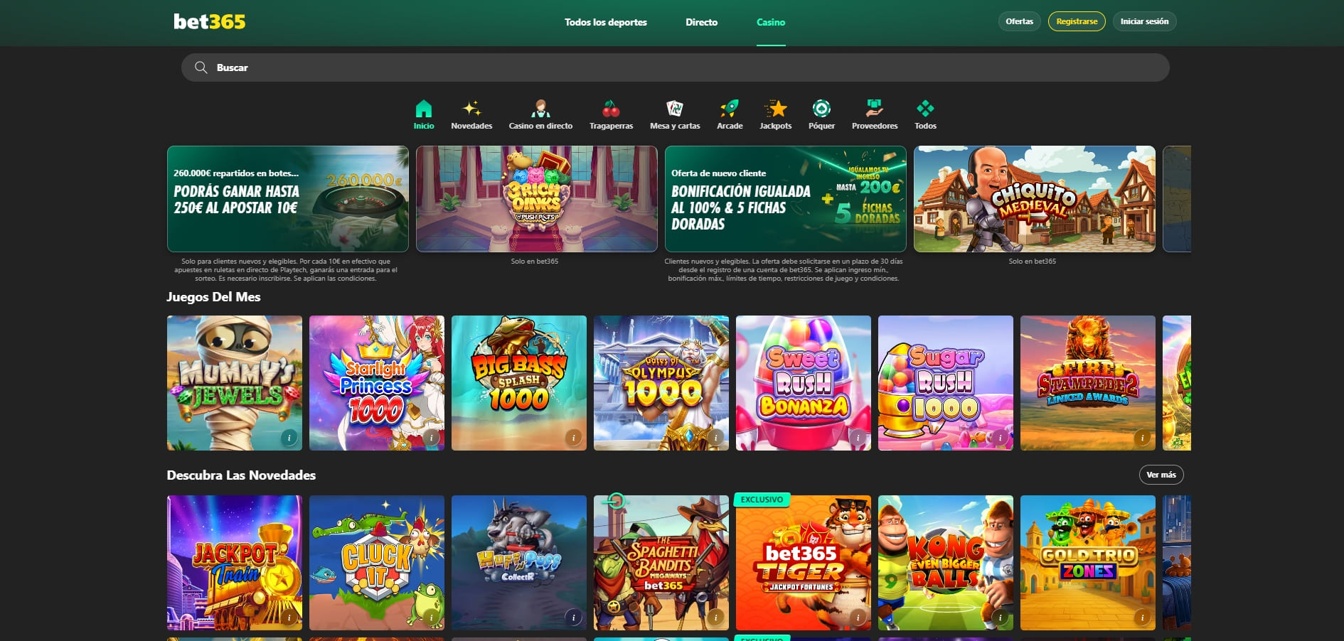 Bet365 Casino con slots, ruleta y juegos de casino en vivo