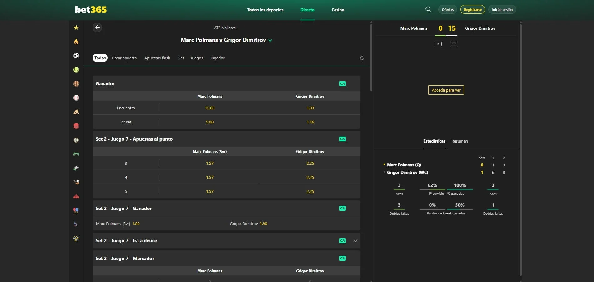 Bet365 apuestas deportivas con cuotas en directo y miles de mercados