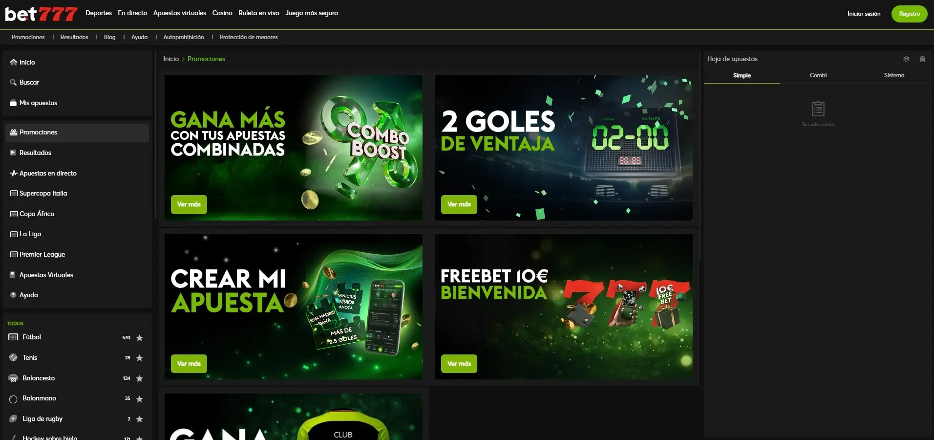Ofertas y promociones de Bet777