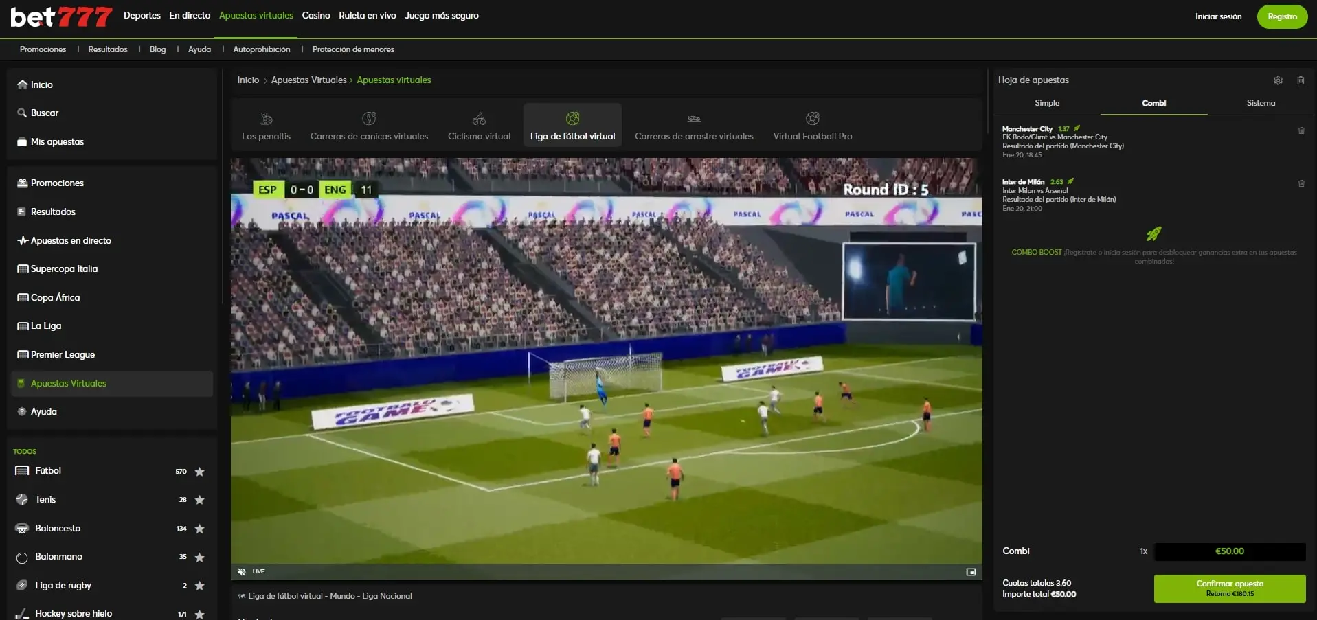 Streaming esports en Bet777
