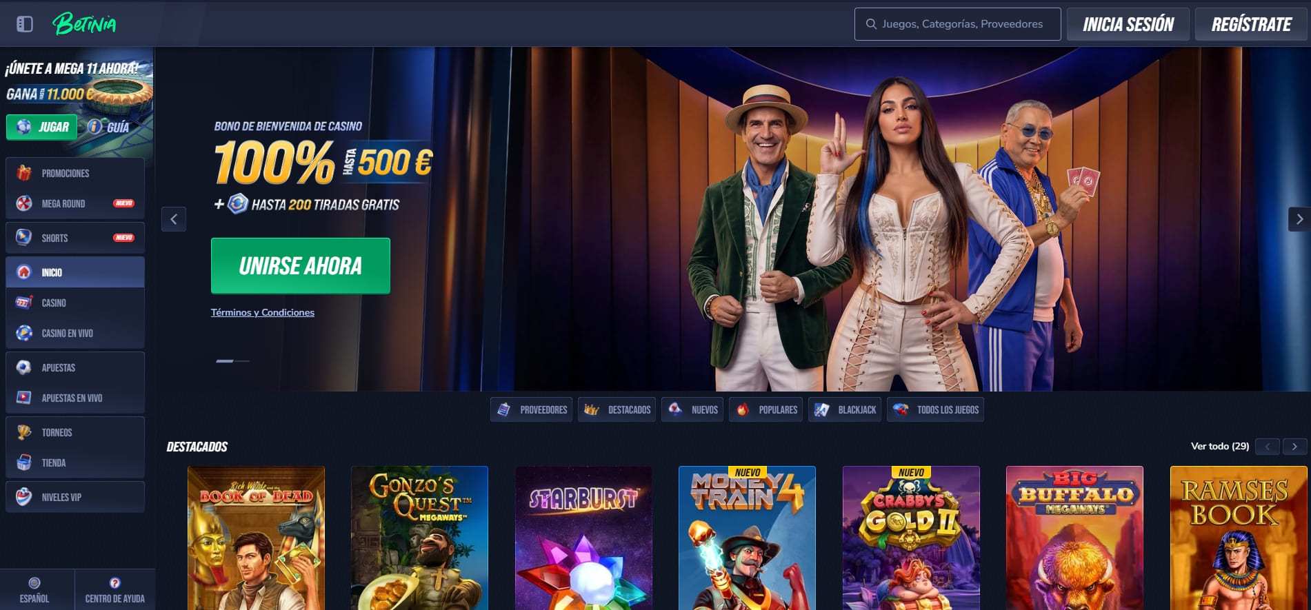 Betinia, el nuevo casino online en España con tienda de puntos