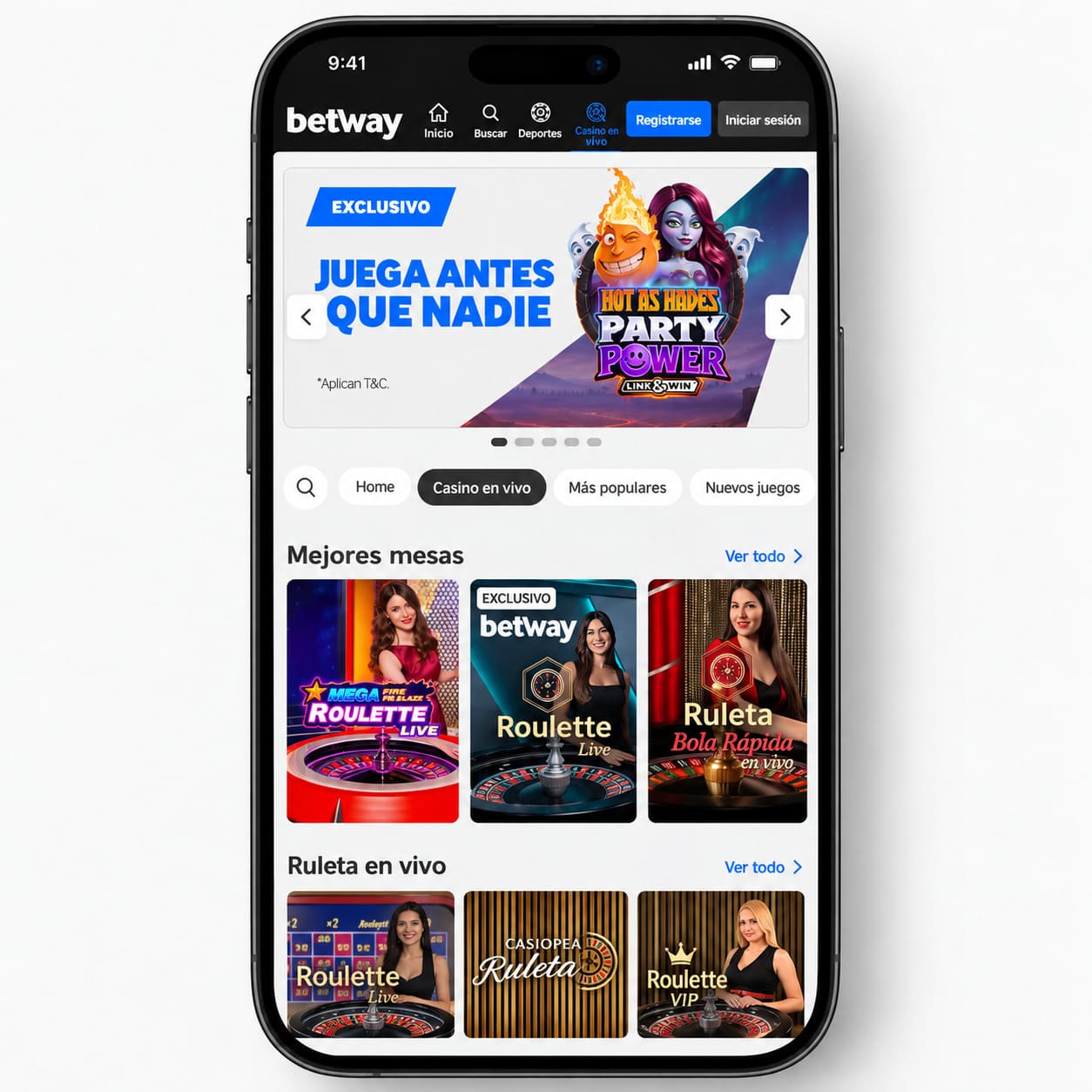 slots exclusivas en la app de betway casino