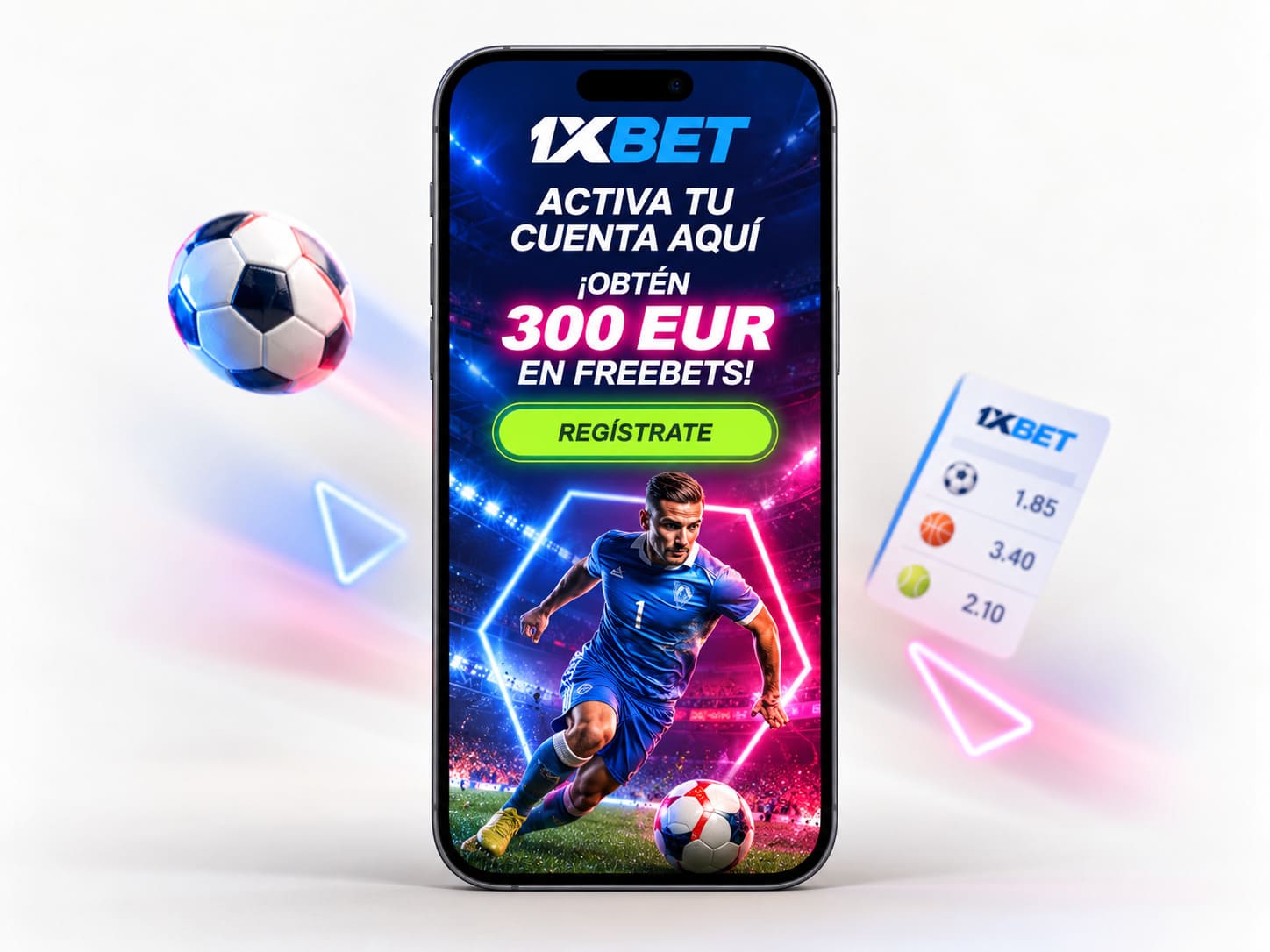 1xBet bono de apuestas de 300€ en Freebets desde móvil