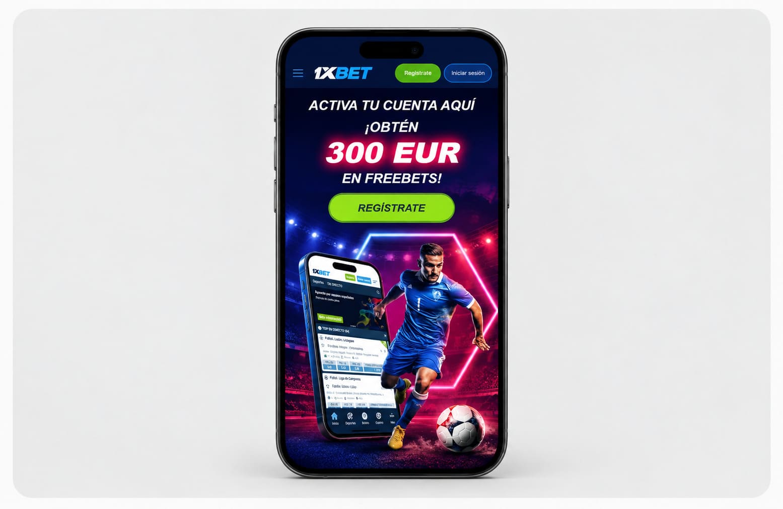 Móvil con el bono de bienvenida de 1xBet: 300€ en freebets para nuevos usuarios